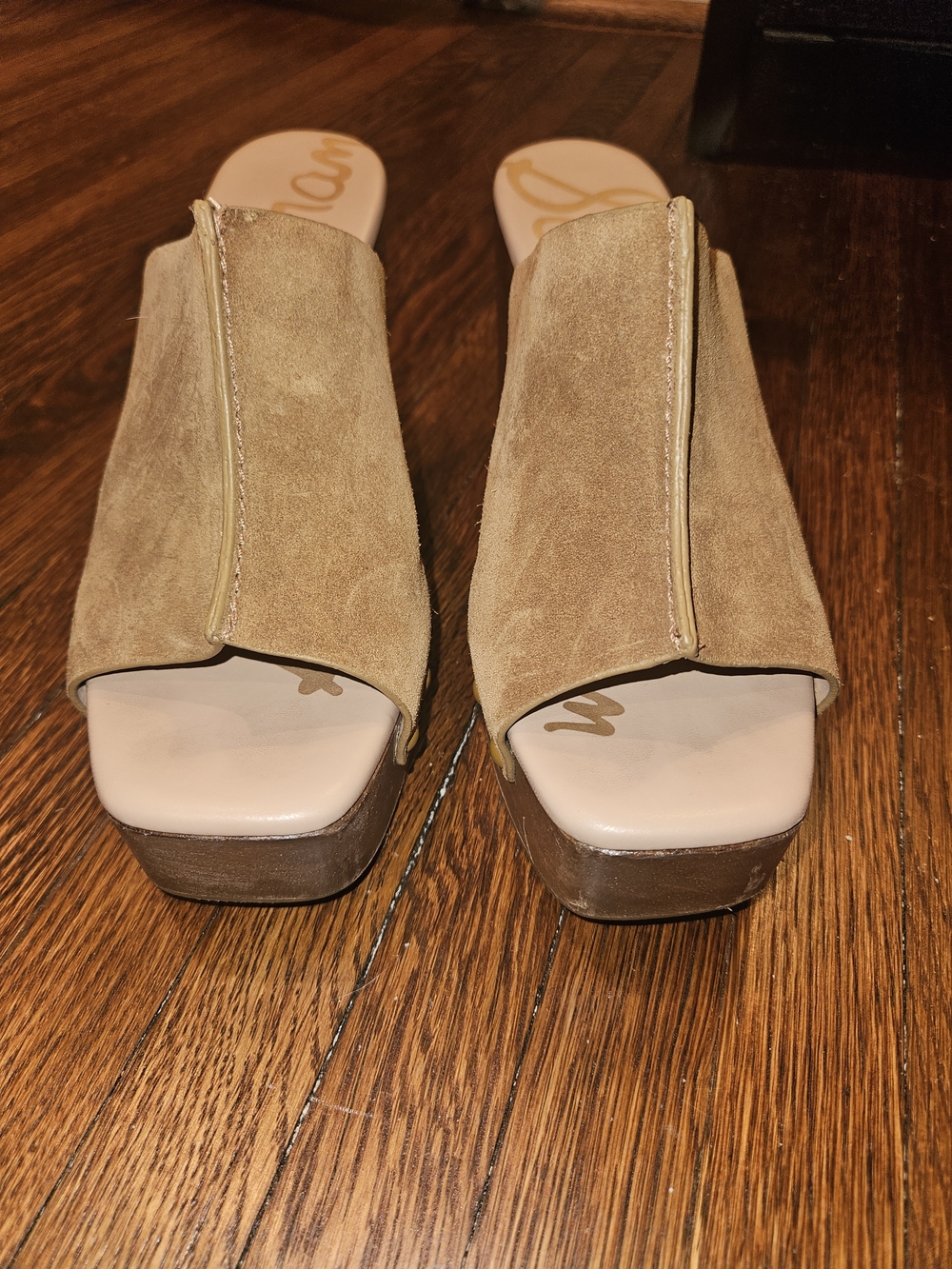 Sam Edelman Josselyn Tan Suede Platform Clogs – 70s Boho Mule | Size 7.5 / 37.5 - Picture 5 of 7